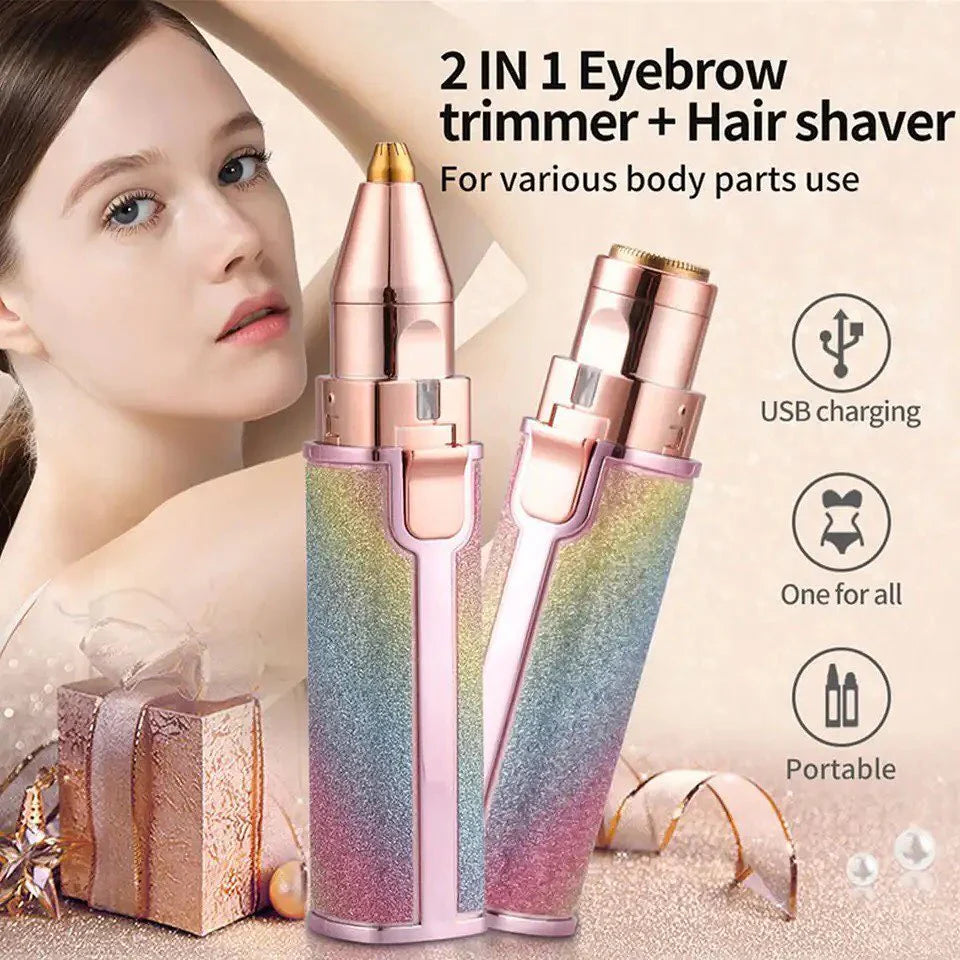 2‑in‑1 Electric Eyebrow Trimmer & Facial Hair Remover for Women - Compact & Rechargeable