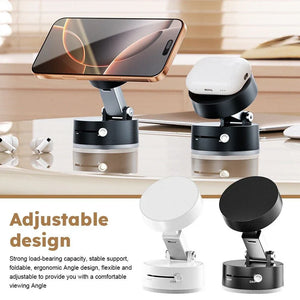 Vacuum Suction Magnetic Mobile Holder | Adjustable Foldable Car Phone Mount | Strong Dashboard & Home Phone Stand
