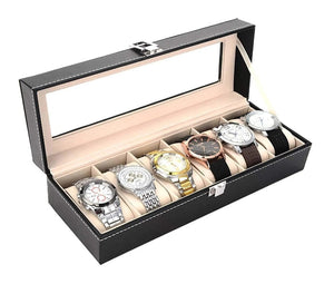 6 Slots Premium Watch Organizer Box – Elegant Watch Storage Leather Case