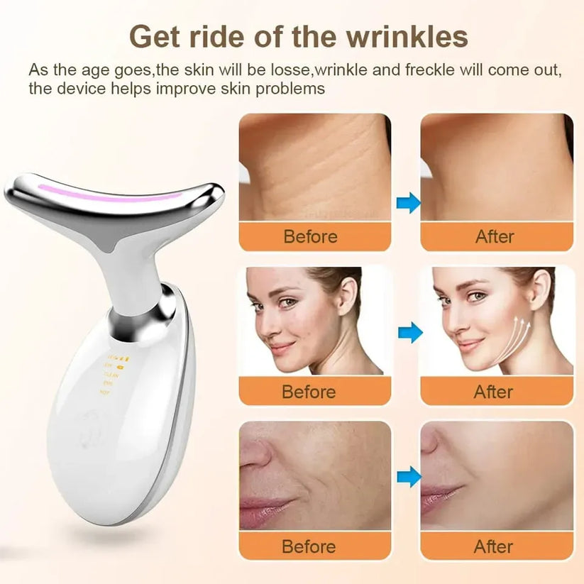 Rechargeable LED Facial Massager for Face & Neck - Vibrating Massager