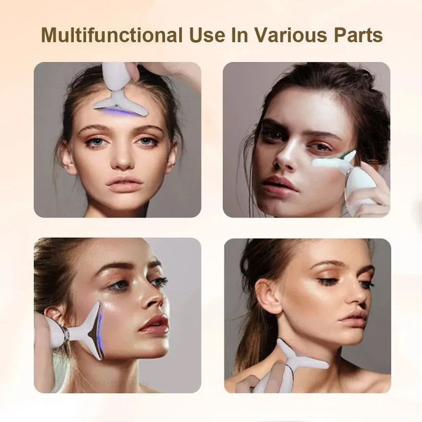 Rechargeable LED Facial Massager for Face & Neck - Vibrating Massager