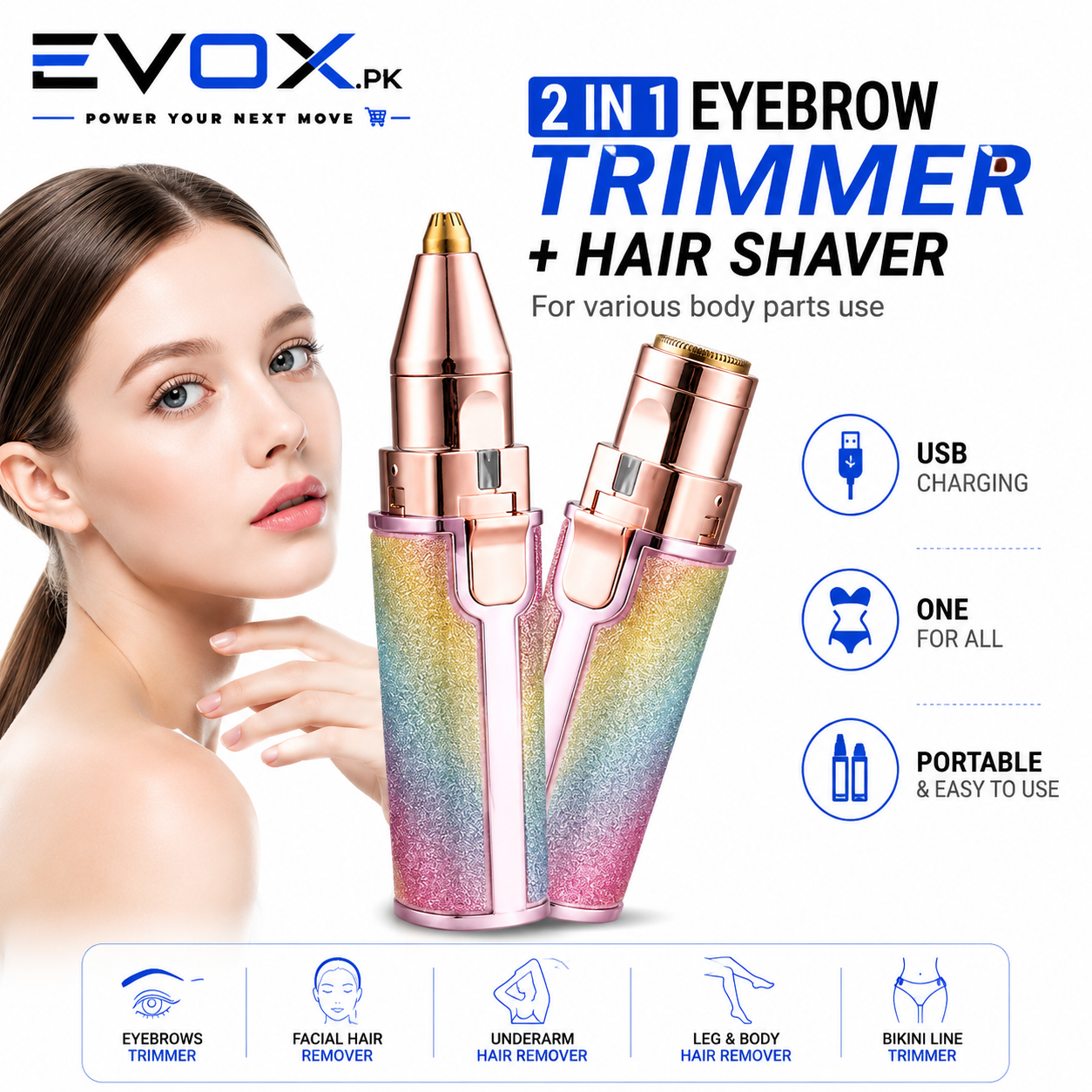 2-in-1 Electric Eyebrow Trimmer For Women