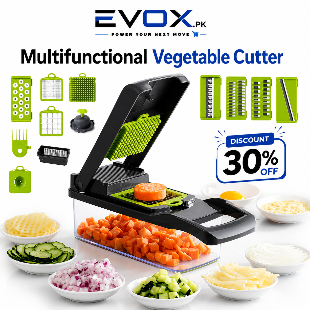 16-in-1 Multifunctional Vegetable Cutter – Chopper, Slicer & Grater