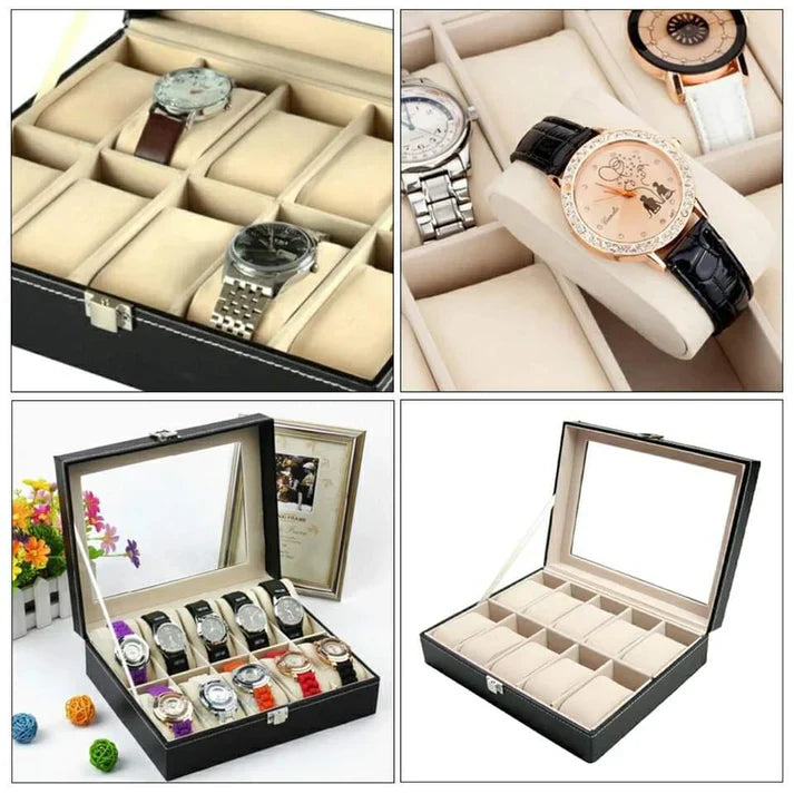 6 Slots Premium Watch Organizer Box – Elegant Watch Storage Leather Case
