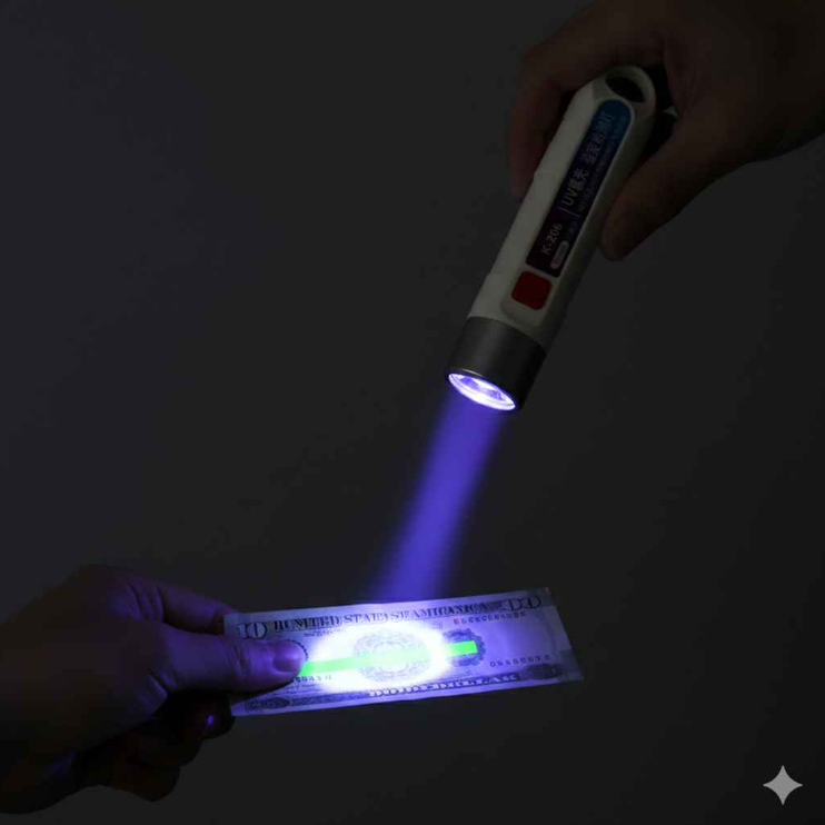 Money Detector LED Light Rechargeable UV Fake Note Checker