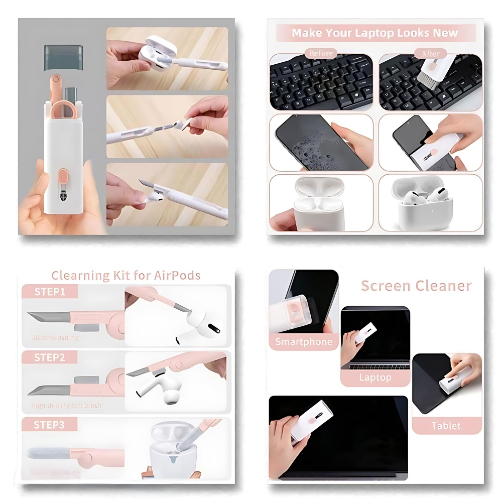 Multi-Function 7-in-1 Tech Cleaner for Earphones and Phones
